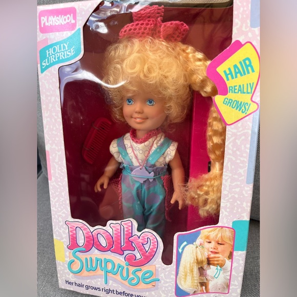 Vtg 1987 Playskool Dolly Surprise Holly Growing Hair Doll Toy New in Package - Picture 7 of 7